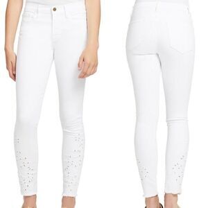 Frame Denim Le Skinny De Jeanne Foliage Blanc White Eyelet Jeans SIZE 28